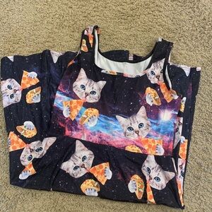 Women’s Space Cat Pizza Taco Dress Size L Funky
